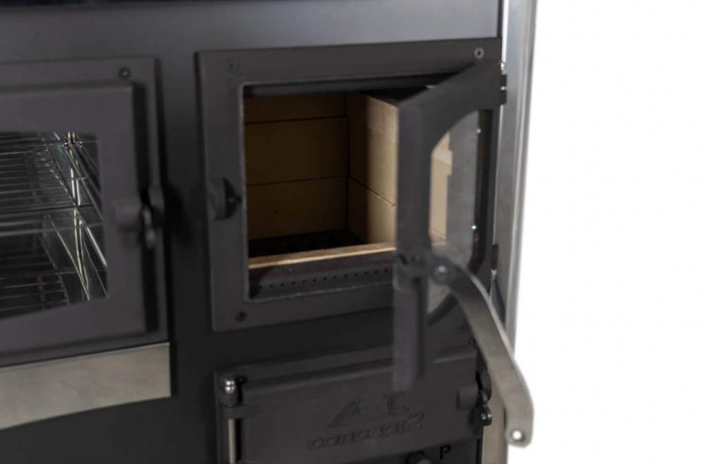 EEK A Kaminofen mit Backfach und Herdplatte ABC Concept 2 Air Links Mehrfachbelegung Holzofen 11,6 kW Kamin Ofen Holz Werkstattofen Schwedenofen Hüttenofen Heizofen Holzofen