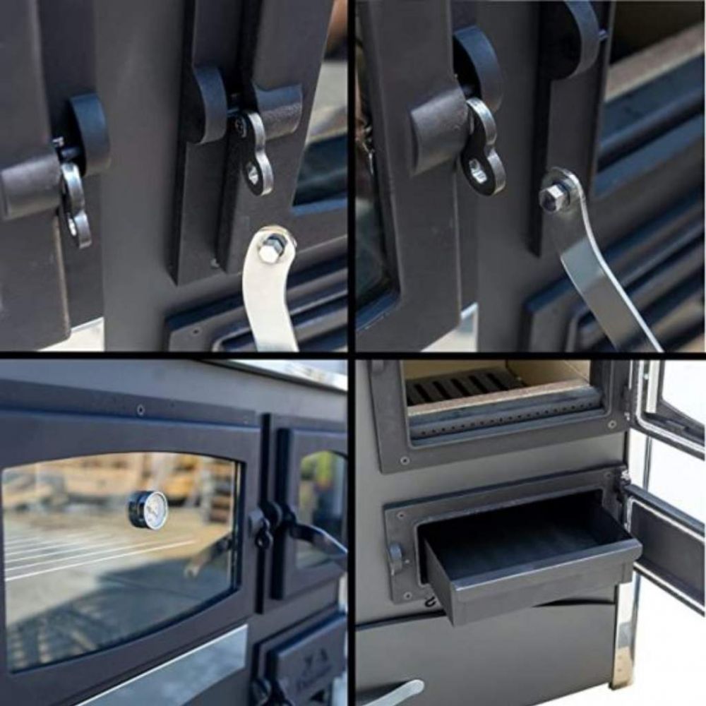 EEK A Kaminofen mit Backfach und Herdplatte ABC Concept 2 Air Links Mehrfachbelegung Holzofen 11,6 kW Kamin Ofen Holz Werkstattofen Schwedenofen Hüttenofen Heizofen Holzofen