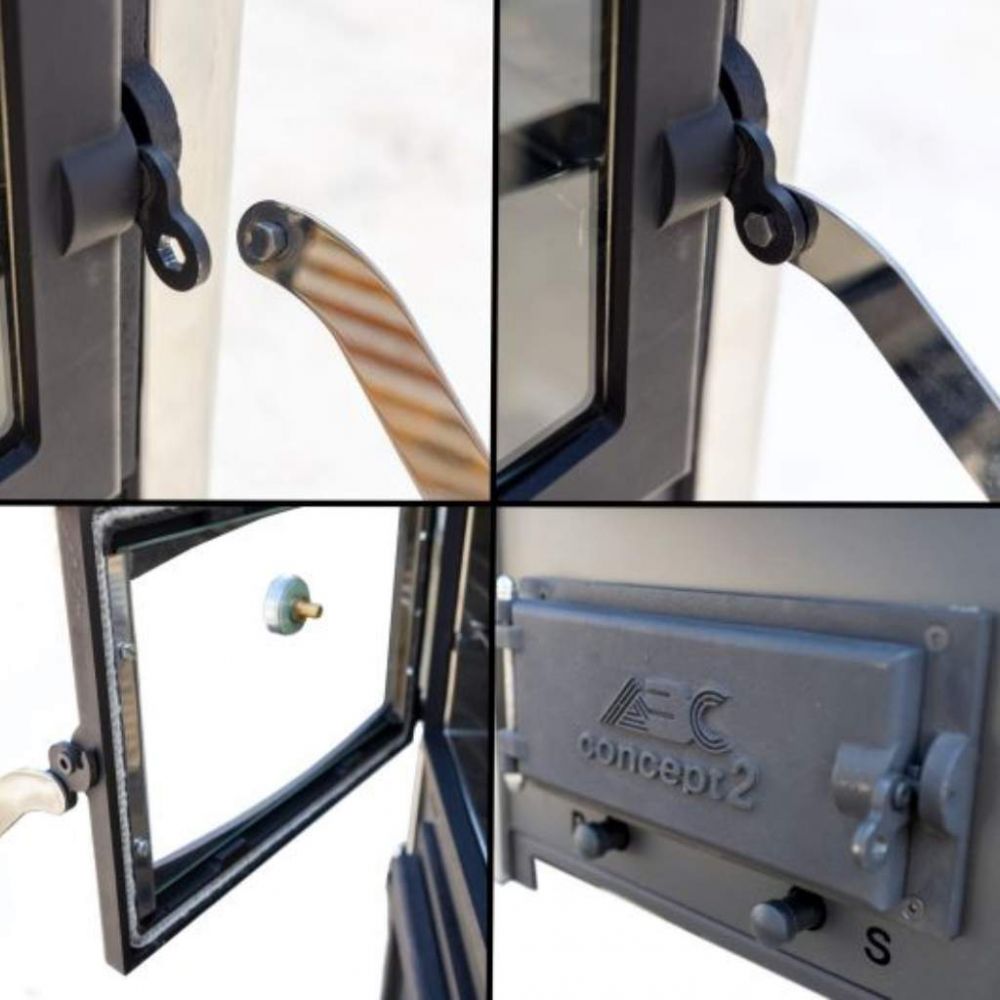 EEK A fireplace stove with baking compartment and stovetop ABC Concept 2 Air Mini multi-use wood-burning stove 10 kW fireplace stove wood workshop stove Swedish stove cabin stove heating stove wood stove