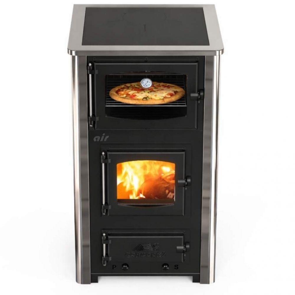 EEK A fireplace stove with baking compartment and stovetop ABC Concept 2 Air Mini multi-use wood-burning stove 10 kW fireplace stove wood workshop stove Swedish stove cabin stove heating stove wood stove