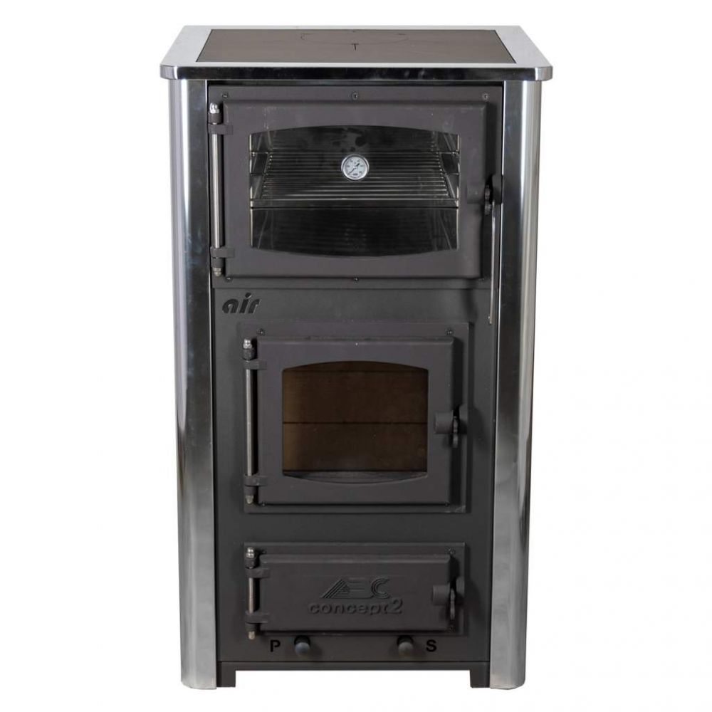 EEK A fireplace stove with baking compartment and stovetop ABC Concept 2 Air Mini multi-use wood-burning stove 10 kW fireplace stove wood workshop stove Swedish stove cabin stove heating stove wood stove