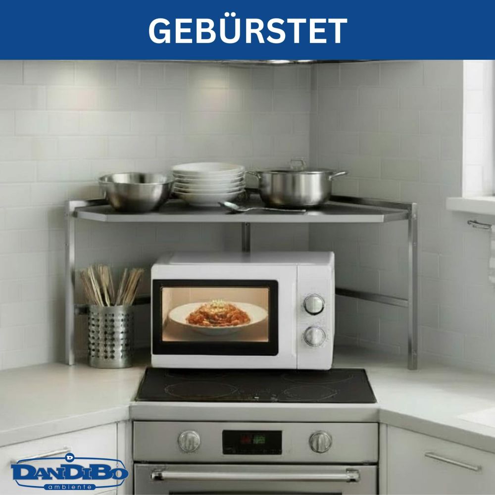 DanDiBo Eckregal Küche Arbeitsplatte Küchenregal 72x72 cm Mikrowellenregal Edelstahl  2 Stufig 96690 Mikrowellen Regal Ecke
