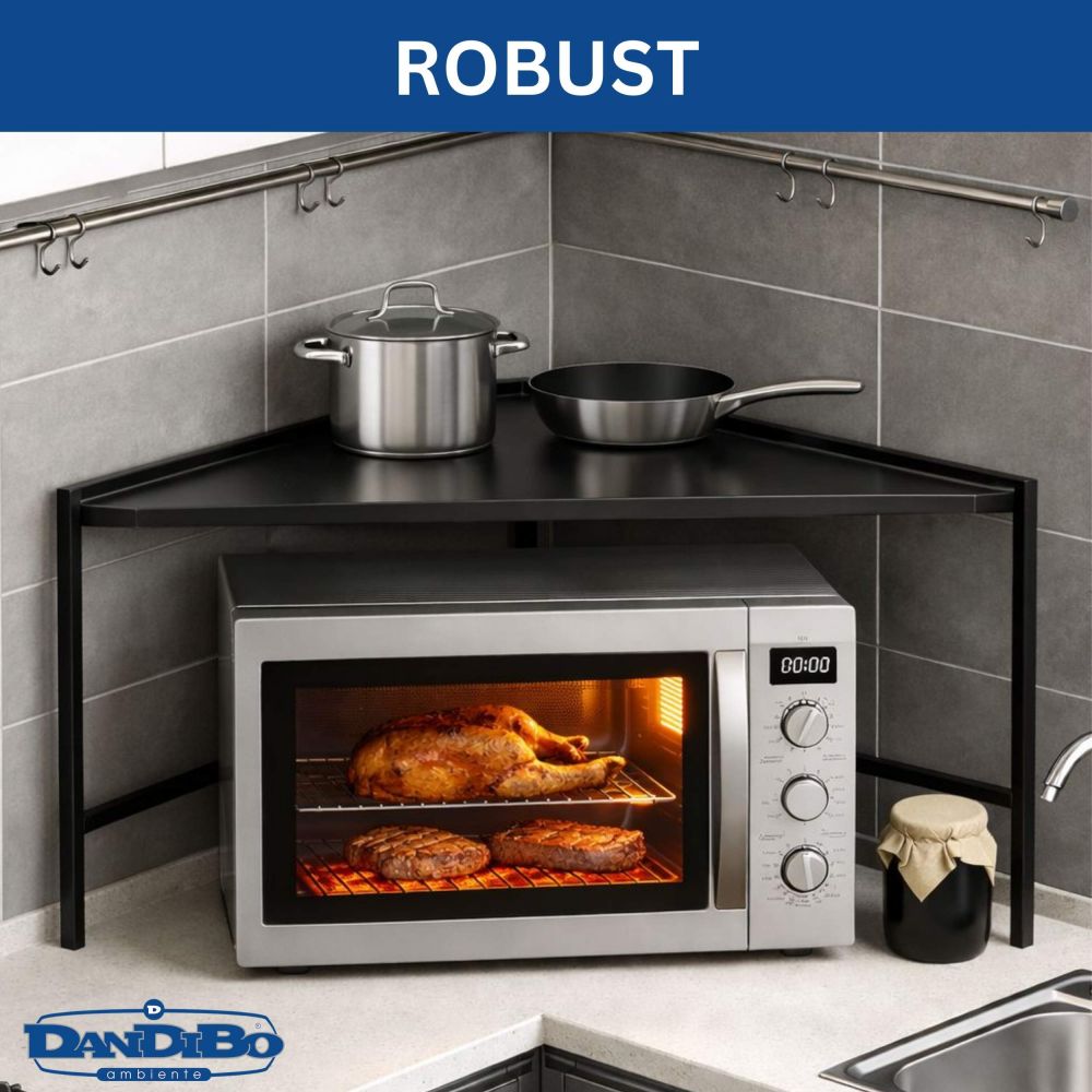 DanDiBo Eckregal Küche Arbeitsplatte Küchenregal 72x72 cm Mikrowellenregal Schwarz 2 Stufig 96688 Mikrowellen Regal Ecke