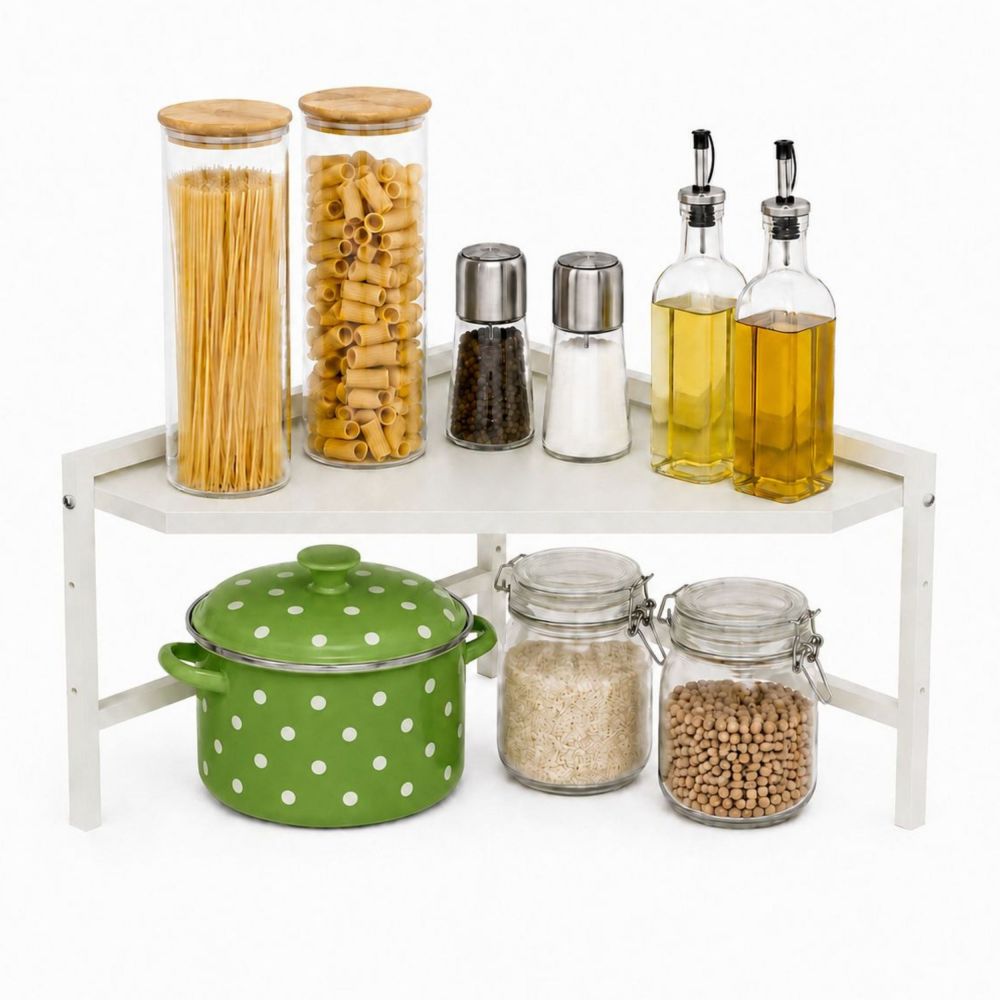 DanDiBo Eckregal Küche Küchenregal Arbeitsplatte 55x55 cm Mikrowellenregal Weiß 2 Stufig 96737 Mikrowellen Regal Ecke