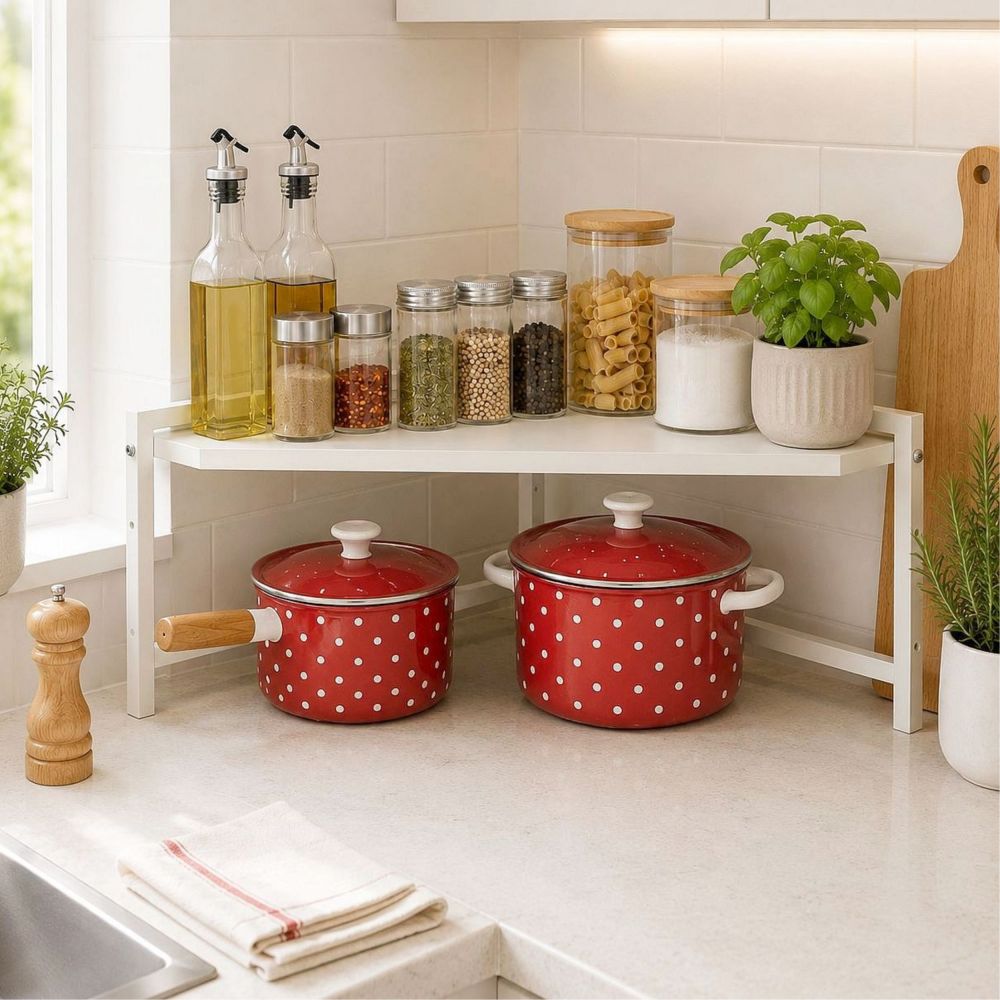 DanDiBo Eckregal Küche Küchenregal Arbeitsplatte 55x55 cm Mikrowellenregal Weiß 2 Stufig 96737 Mikrowellen Regal Ecke