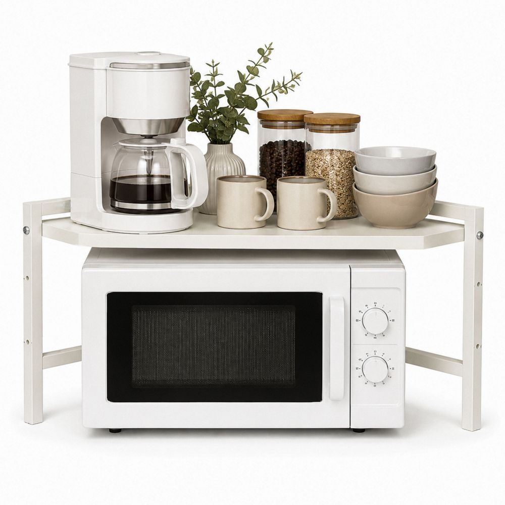 DanDiBo Eckregal Küche Küchenregal Arbeitsplatte 55x55 cm Mikrowellenregal Weiß 2 Stufig 96737 Mikrowellen Regal Ecke