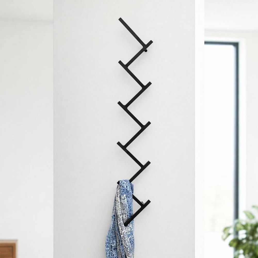 DanDiBo Wall Coat Rack Black Metal 96281 Hallway Wall Coat Rack with 10 Hooks Hook Rail 80 cm Modern Hallway Rack Hook Strip Coat Hooks