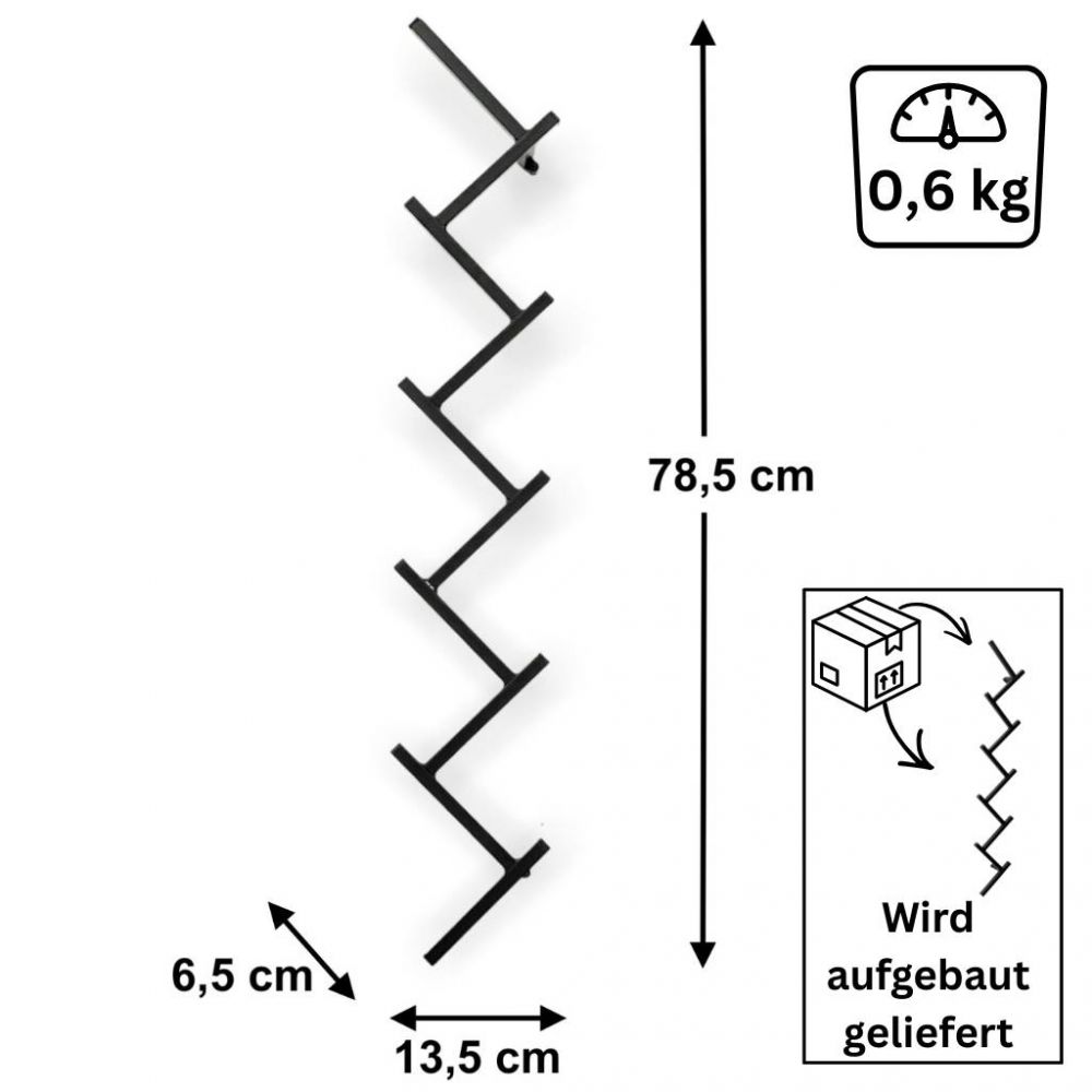 DanDiBo Wall Coat Rack Black Metal 96281 Hallway Wall Coat Rack with 10 Hooks Hook Rail 80 cm Modern Hallway Rack Hook Strip Coat Hooks