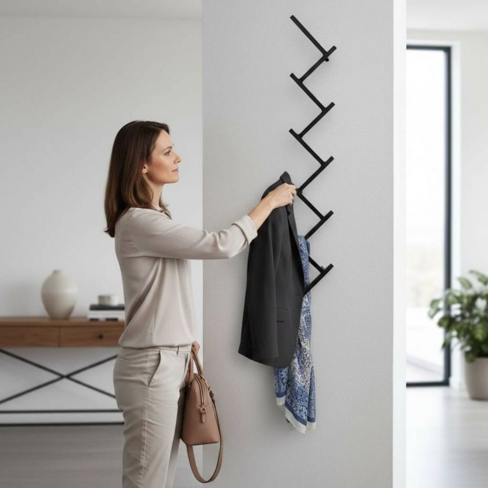 DanDiBo Wall Coat Rack Black Metal 96281 Hallway Wall Coat Rack with 10 Hooks Hook Rail 80 cm Modern Hallway Rack Hook Strip Coat Hooks