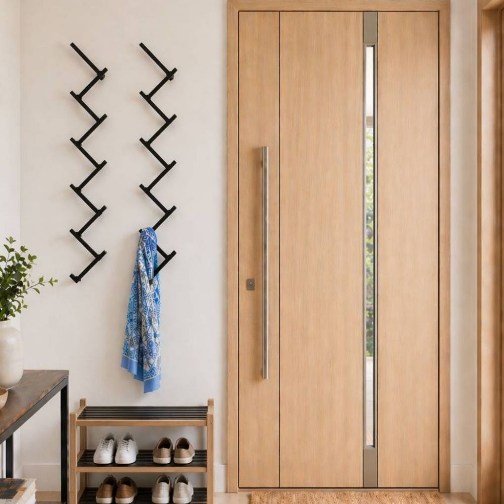 DanDiBo Wall Coat Rack Black Metal 96281 Hallway Wall Coat Rack with 10 Hooks Hook Rail 80 cm Modern Hallway Rack Hook Strip Coat Hooks