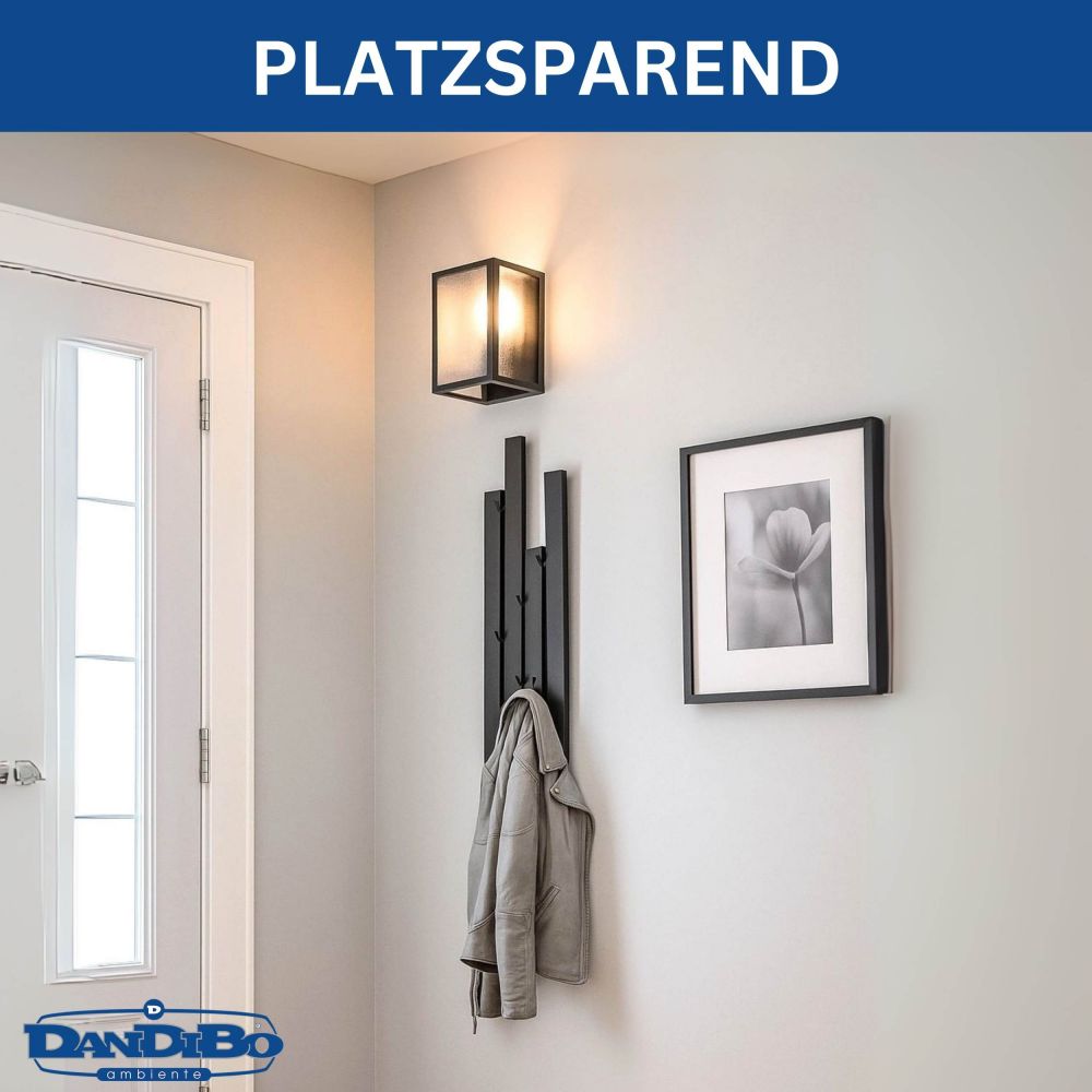 DanDiBo Garderobe Wand Schwarz Metall 96642 Wandgarderobe mit 8 Haken Schmal Flurgarderobe Modern Hakenleiste Garderobenhaken