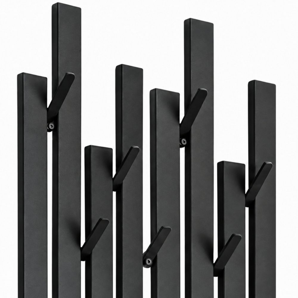 DanDiBo Garderobe Wand Schwarz Metall 96612 / 96782 Wandgarderobe mit 18 Haken Schmal Flurgarderobe Modern Hakenleiste Garderobenhaken