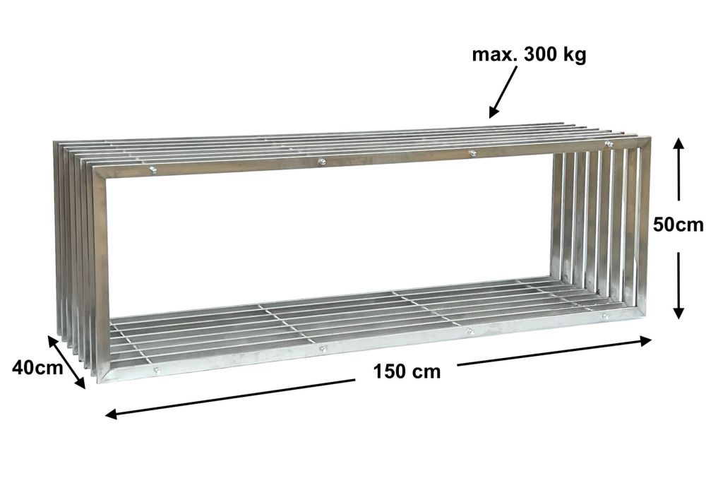 DanDiBo Gartenbank Edelstahl Metall Wetterfest Massiv 150 cm Sitzbank Bank Garten 96429 Parkbank Lamellenbank
