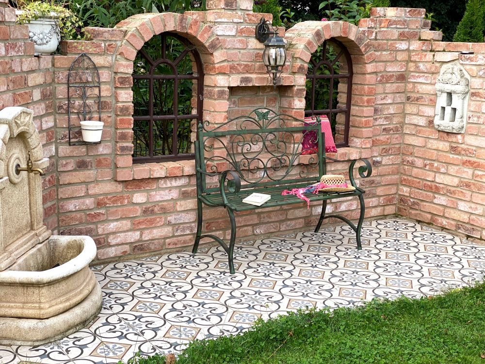 DanDiBo Gartenbank Metall Wetterfest Patina Grün 120 cm 2 Sitzer Sitzbank 96021 Parkbank Eisen Garten