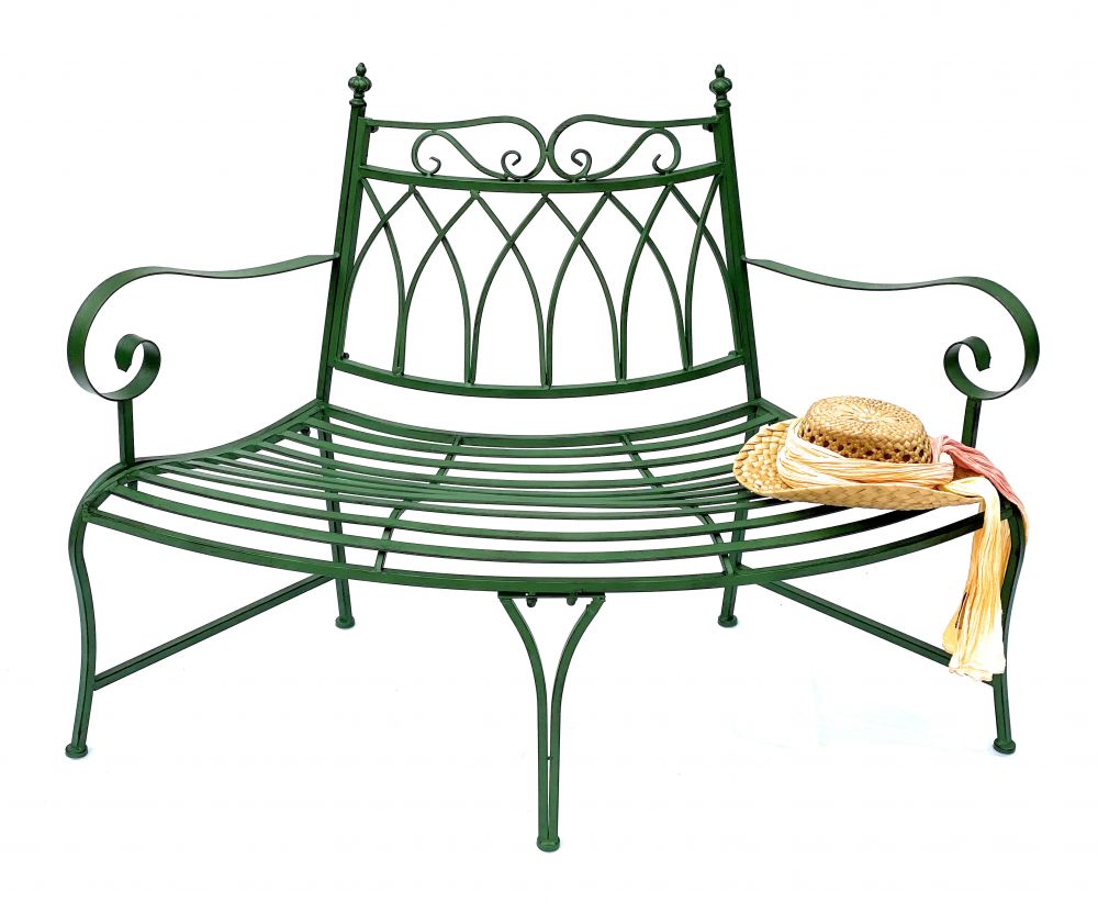 DanDiBo Gartenbank Wetterfest Halbrund aus Metall Grün 93996 140cm Bank Metallbank Sitzbank Garten