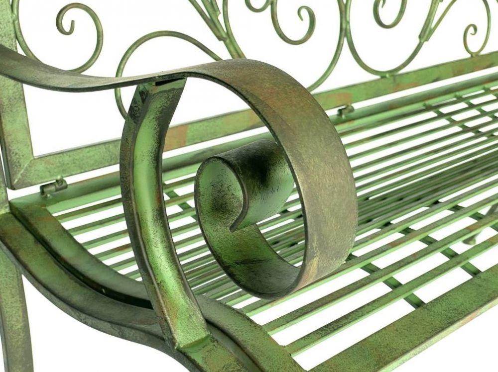 DanDiBo Panchina da Giardino Resistente alle Intemperie Metallo 2 Posti Panchina da Esterno 120 cm Patina Verde 96021 Panchina da Balcone Panchina da Parco Panchina da Giardino