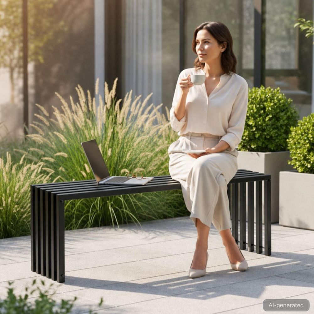 DanDiBo Weatherproof Metal Outdoor Garden Bench Black 96205 Ela 120 cm Seating Bench Garden Bench Park Bench Iron
