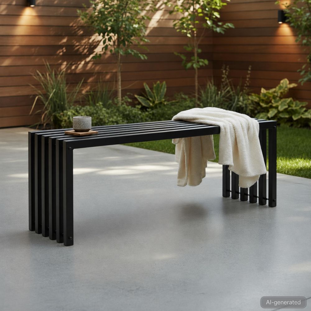 DanDiBo Weatherproof Metal Outdoor Garden Bench Black 96205 Ela 120 cm Seating Bench Garden Bench Park Bench Iron