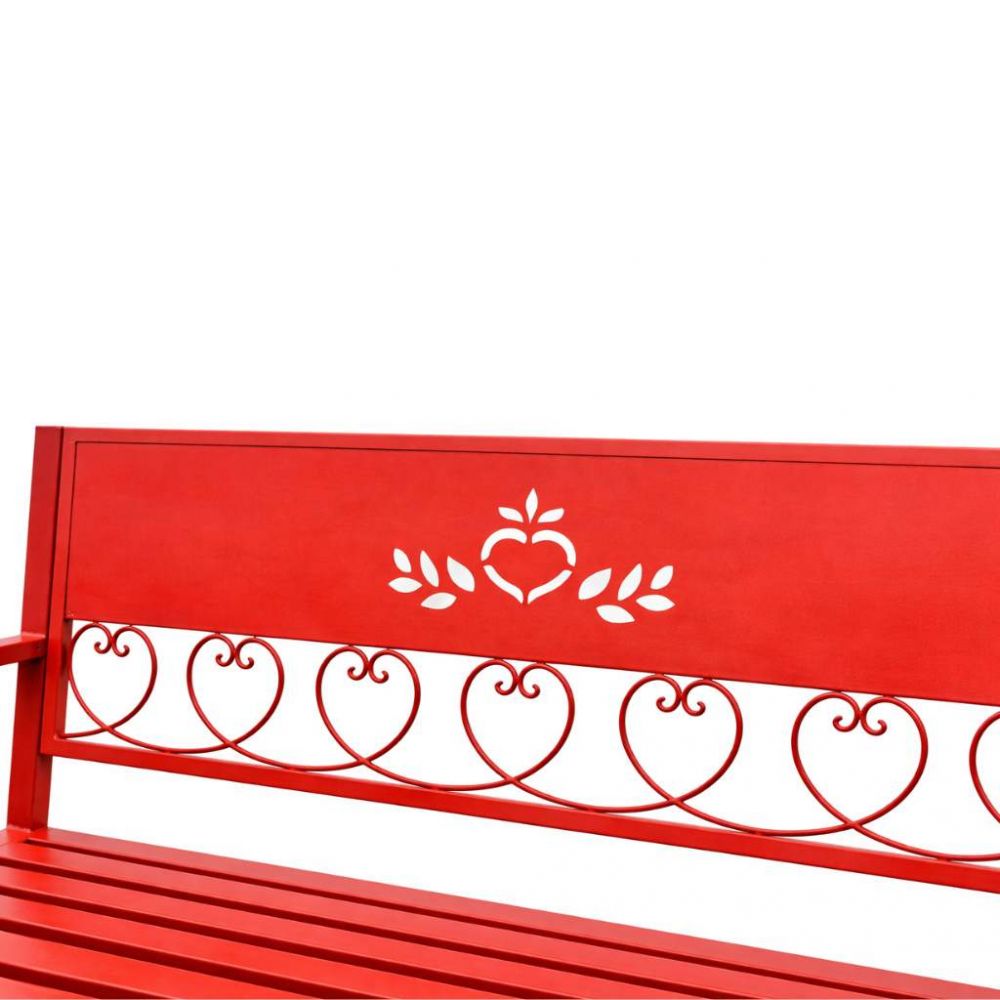 DanDiBo Garden Bench Weatherproof Metal Red 120 cm Passion 121495 Outdoor Bench 2-Seater Seat Bench Park Bench Iron