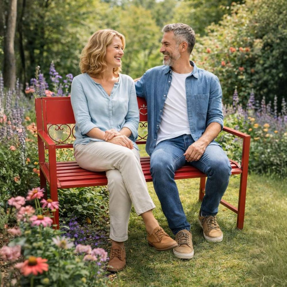 DanDiBo Garden Bench Weatherproof Metal Red 120 cm Passion 121495 Outdoor Bench 2-Seater Seat Bench Park Bench Iron