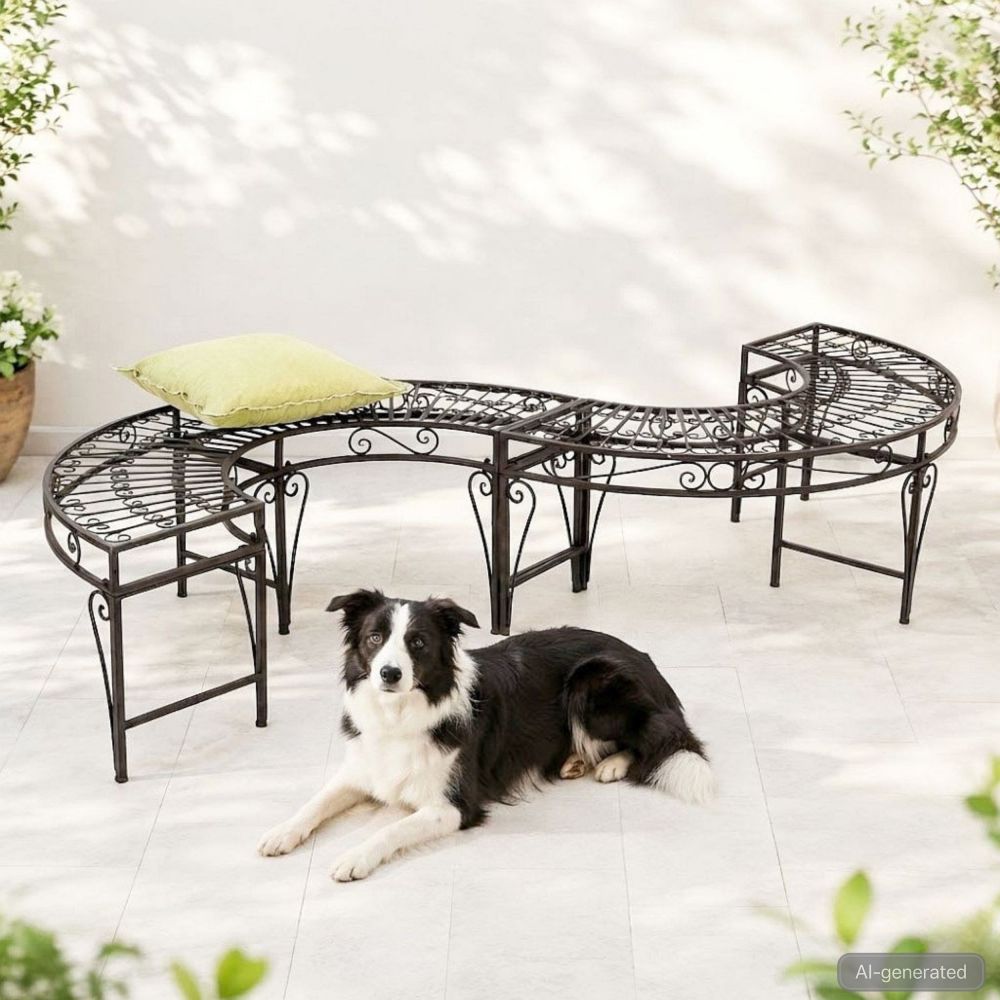 DanDiBo Gartenbank Wetterfest Metall S-Form Braun 96766 Sitzbank Garten Bank Parkbank Eisen
