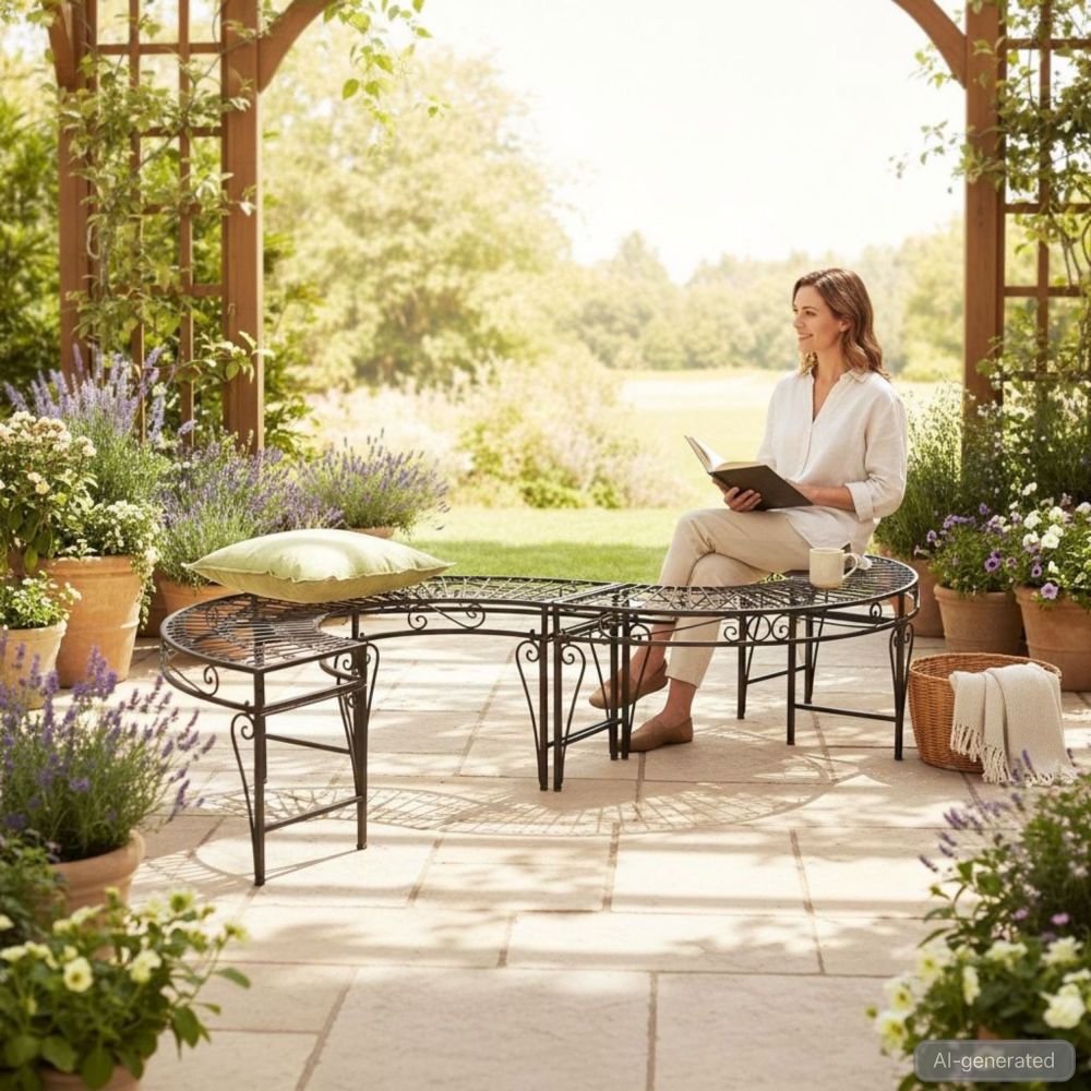 DanDiBo Gartenbank Wetterfest Metall S-Form Braun 96766 Sitzbank Garten Bank Parkbank Eisen