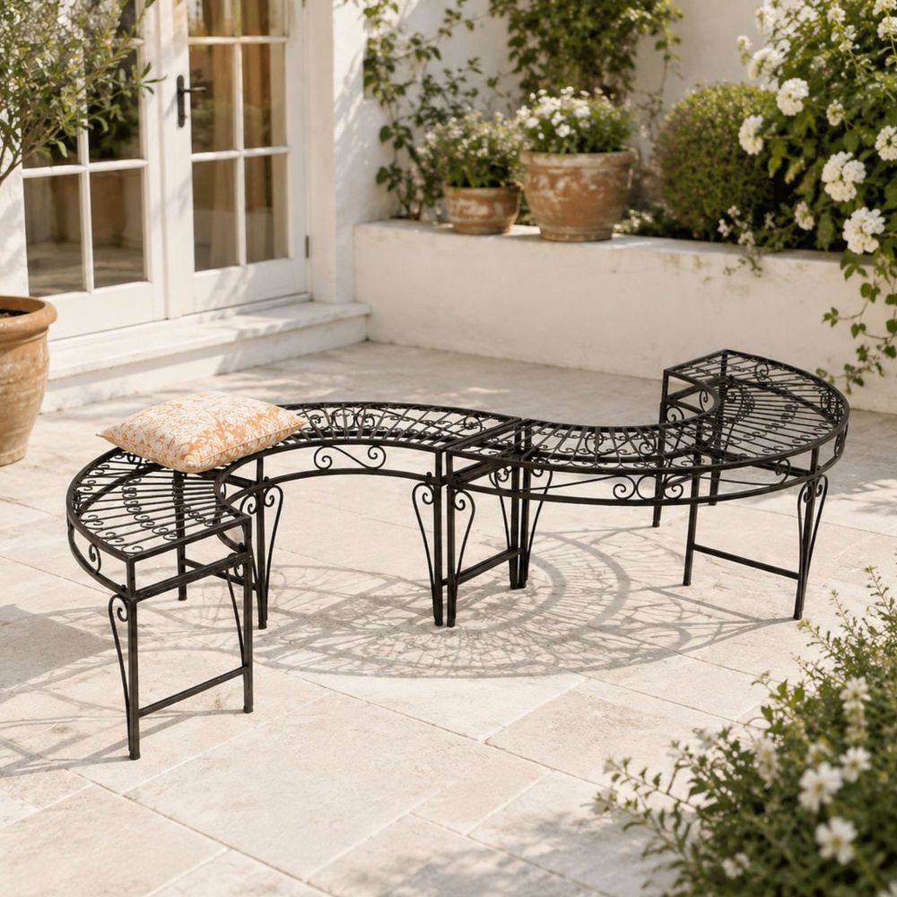 DanDiBo Gartenbank Wetterfest Metall S-Form Braun 96766 Sitzbank Garten Bank Parkbank Eisen