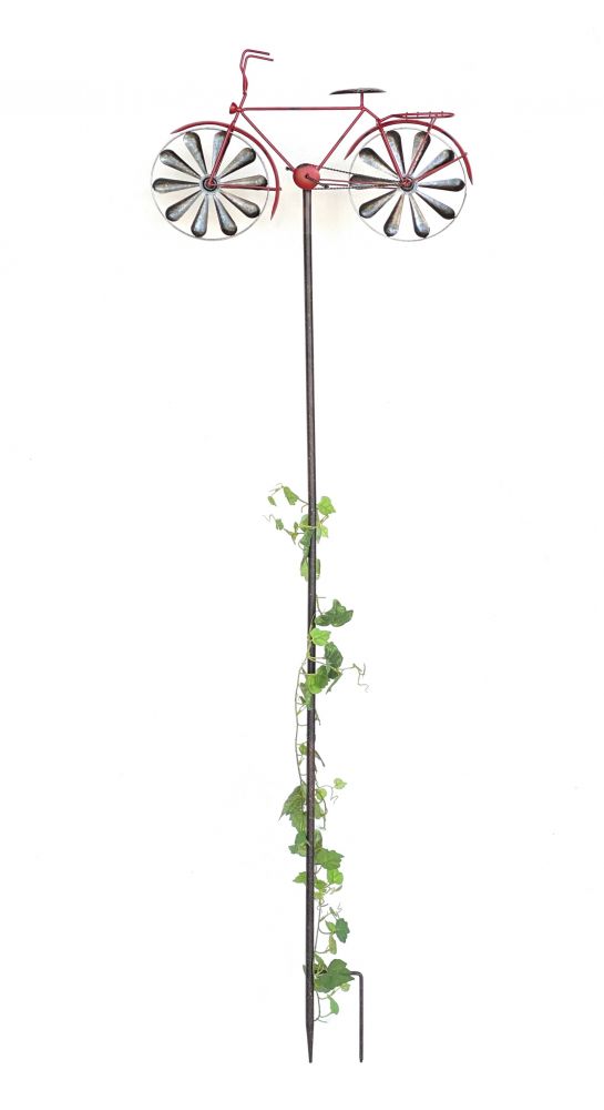 DanDiBo Gartenstecker Metall Fahrrad XL 160 cm Rot 96100 Shabby Windspiel Windrad Wetterfest Gartendeko Garten Gartenstab Bodenstecker
