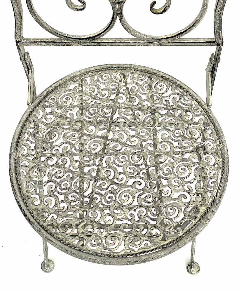 DanDiBo Gartenstuhl Metall Grau Weiß 96127 Metallstuhl Stuhl Garten Vintage Eisen Nostalgie Eisenstuhl Antik