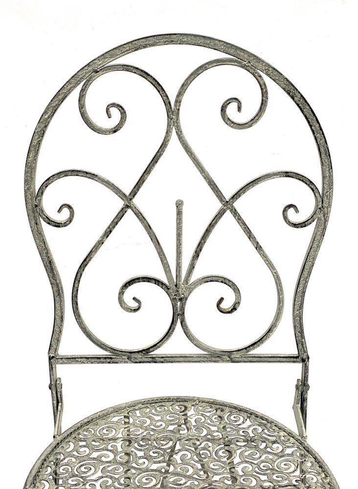 DanDiBo Gartenstuhl Metall Grau Weiß 96127 Metallstuhl Stuhl Garten Vintage Eisen Nostalgie Eisenstuhl Antik