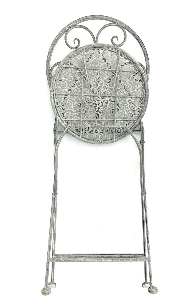 DanDiBo Gartenstuhl Metall Grau Weiß 96127 Metallstuhl Stuhl Garten Vintage Eisen Nostalgie Eisenstuhl Antik