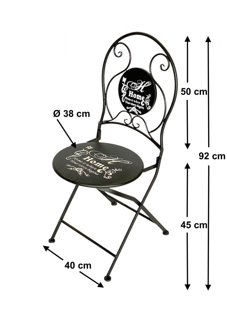 DanDiBo Garden Chair Metal Black 96130 Metal Chair Chair Home Garden Vintage Iron Modern Iron Chair Retro