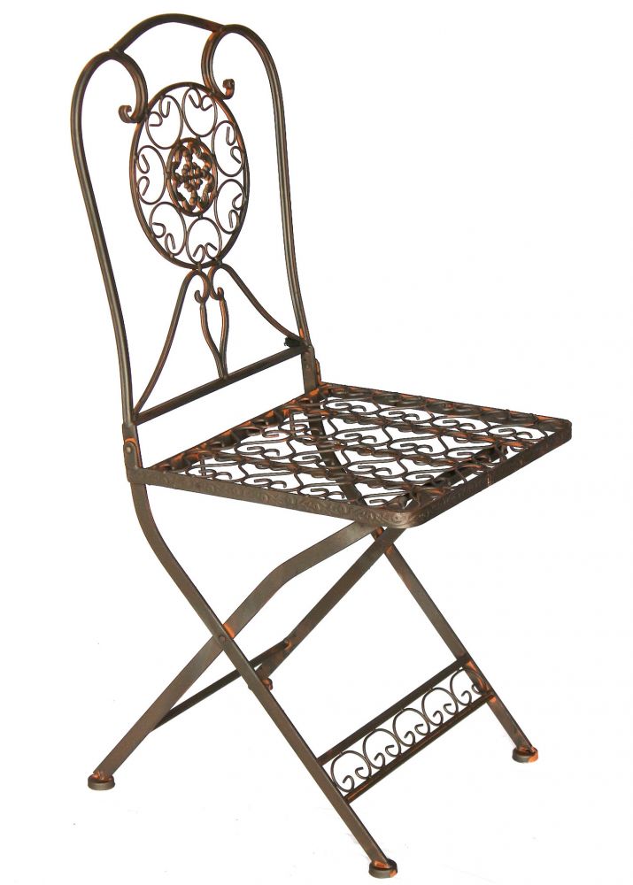 Gartenstuhl Metall Tecla 17921 Metallstuhl Stuhl Garten Vintage Eisen Nostalgie Eisenstuhl Braun Antik