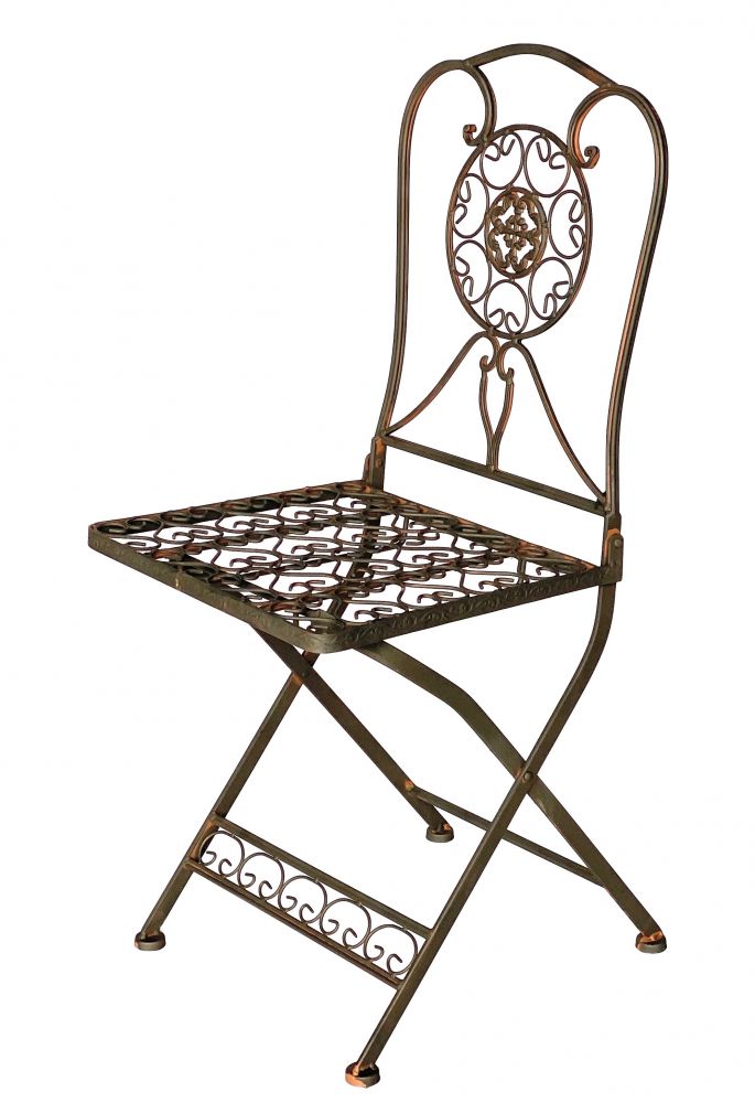 Gartenstuhl Metall Tecla 17921 Metallstuhl Stuhl Garten Vintage Eisen Nostalgie Eisenstuhl Braun Antik