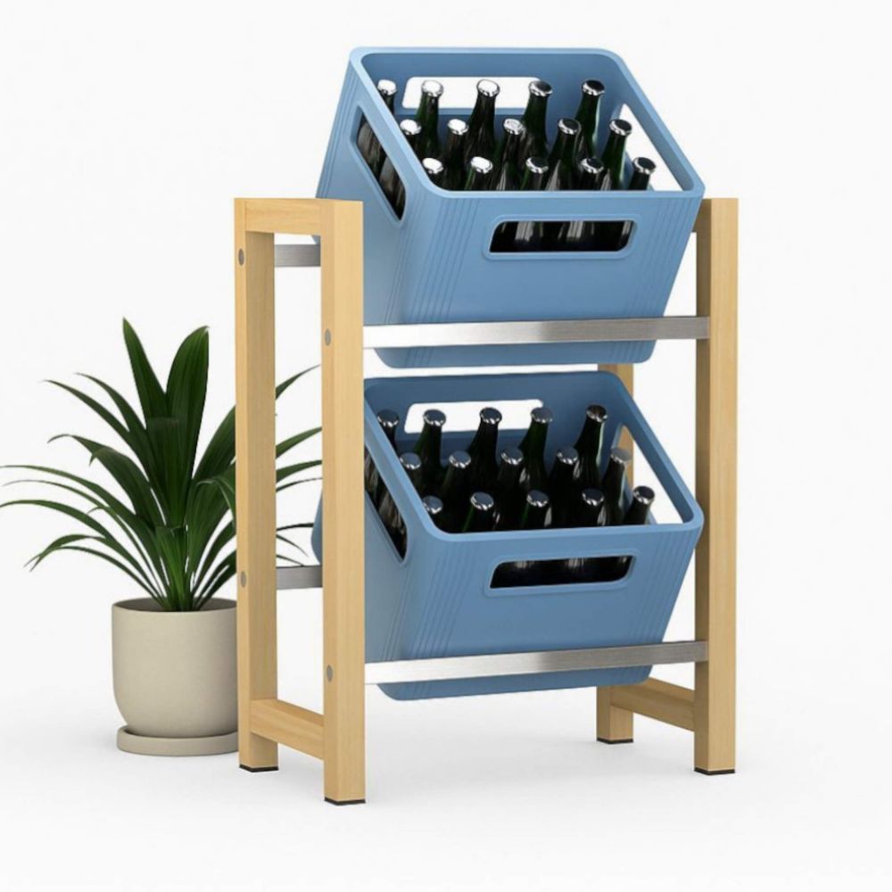 DanDiBo beverage crate rack 2 crates wood bamboo stainless steel look 96657 drinks rack crate rack beverage crate holder drinks rack beer crate rack