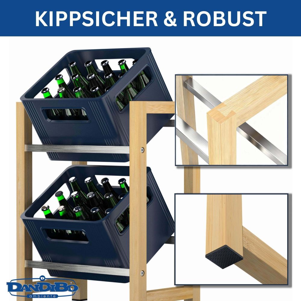 DanDiBo beverage crate rack 2 crates wood bamboo stainless steel look 96657 drinks rack crate rack beverage crate holder drinks rack beer crate rack