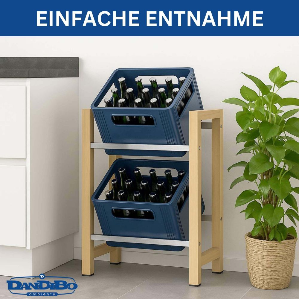 DanDiBo beverage crate rack 2 crates wood bamboo stainless steel look 96657 drinks rack crate rack beverage crate holder drinks rack beer crate rack