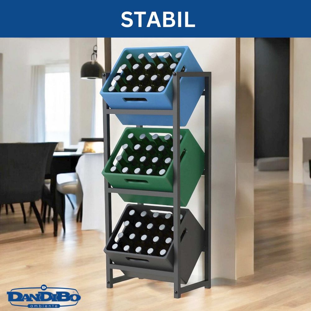 DanDiBo Getränkekistenregal 3 Kisten Schmal Metall Stehend 96599 Kistenregal Getränkekistenhalter 47 cm Getränkeregal