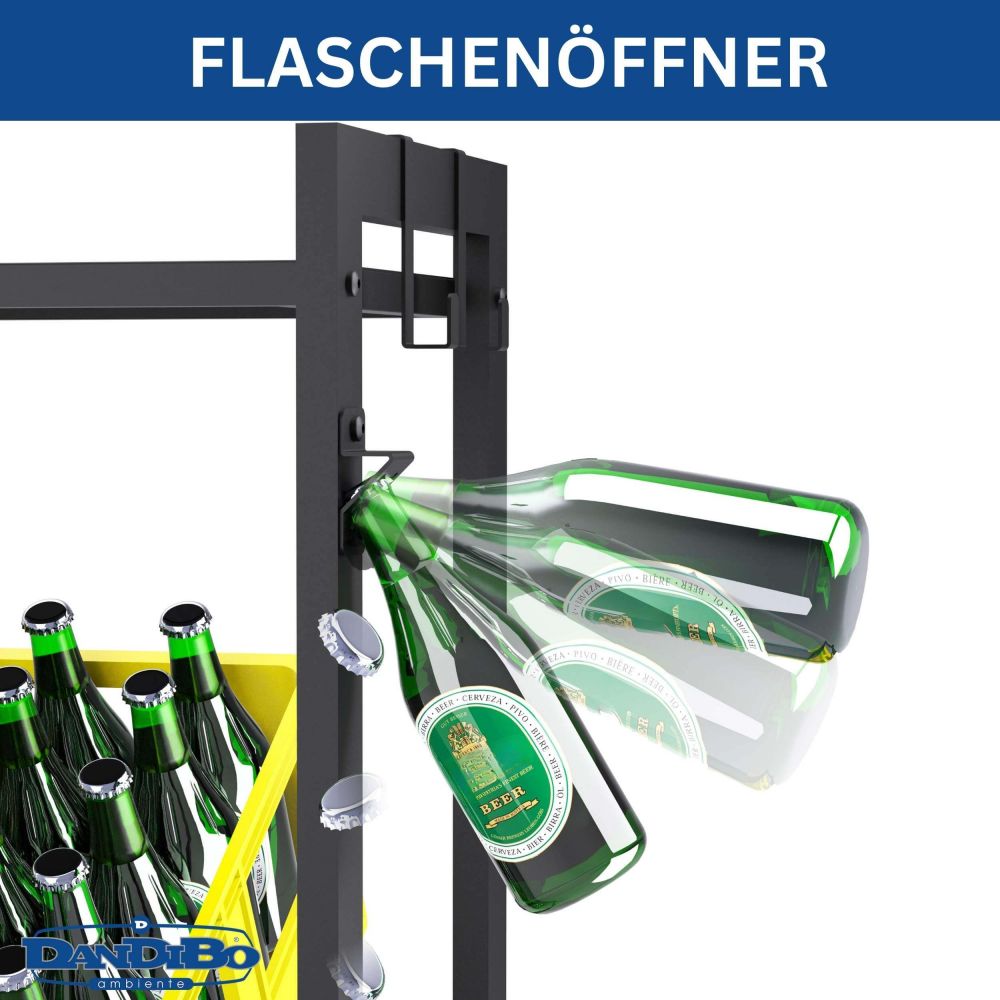 DanDiBo beverage crate shelf 4 crates with storage surface wheels hooks metal black 96651 beverage shelf crate shelf drinks shelf