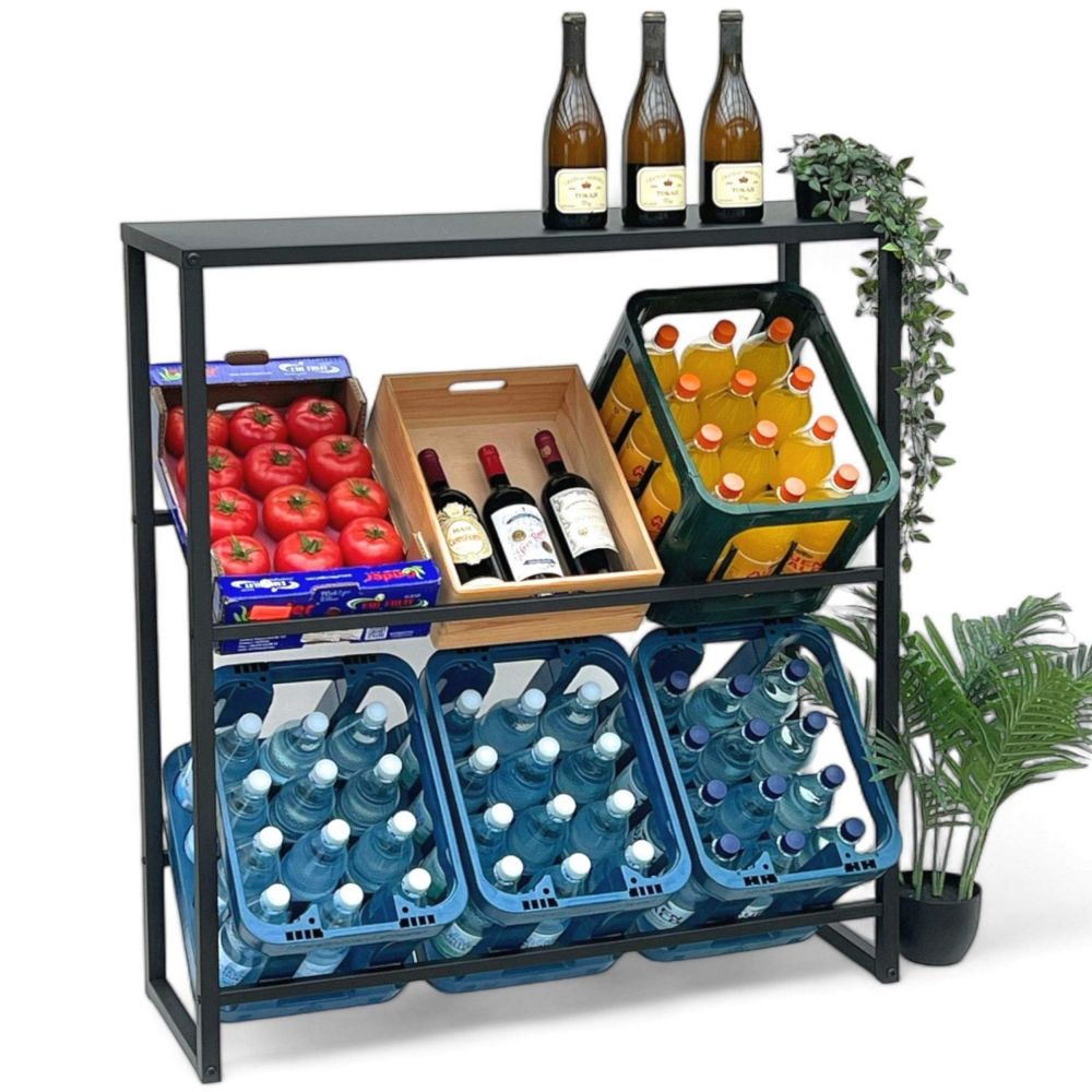 DanDiBo Beverage crate rack 6 crates with shelf Metal Stable 96435 Beverage crate holder 100 cm Beverage crate stand