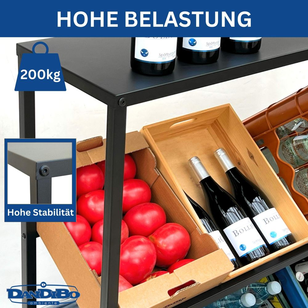 DanDiBo Beverage crate rack 6 crates with shelf Metal Stable 96435 Beverage crate holder 100 cm Beverage crate stand
