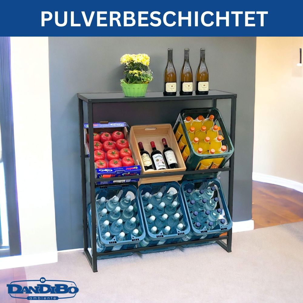 DanDiBo Beverage crate rack 6 crates with shelf Metal Stable 96435 Beverage crate holder 100 cm Beverage crate stand