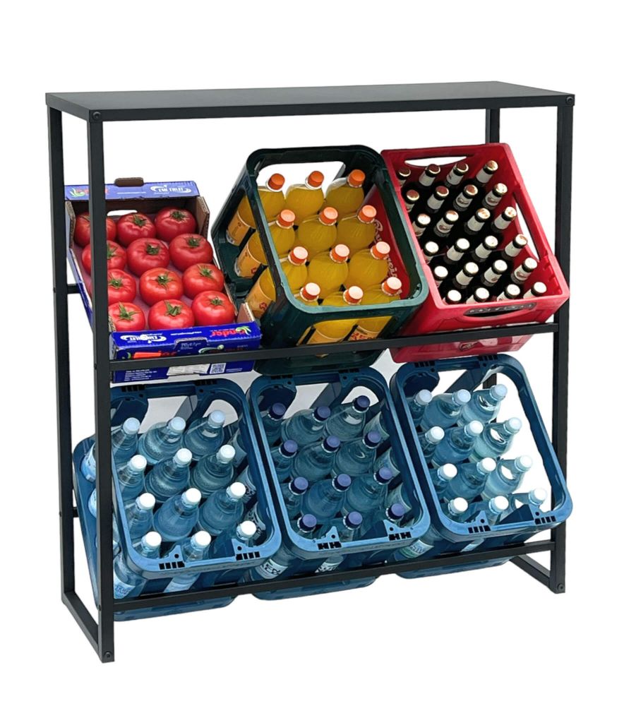 DanDiBo Beverage crate rack 6 crates with shelf Metal Stable 96435 Beverage crate holder 100 cm Beverage crate stand