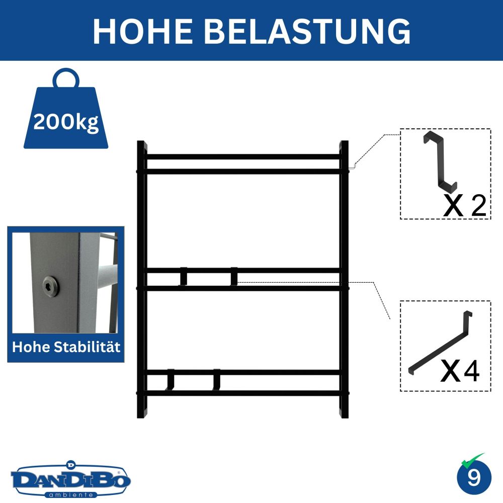 DanDiBo Bottle Crate Rack 9 Crates 96633 Beverage Rack Crate Holder Beer Crate Shelf Water Bottle Storage Shelf