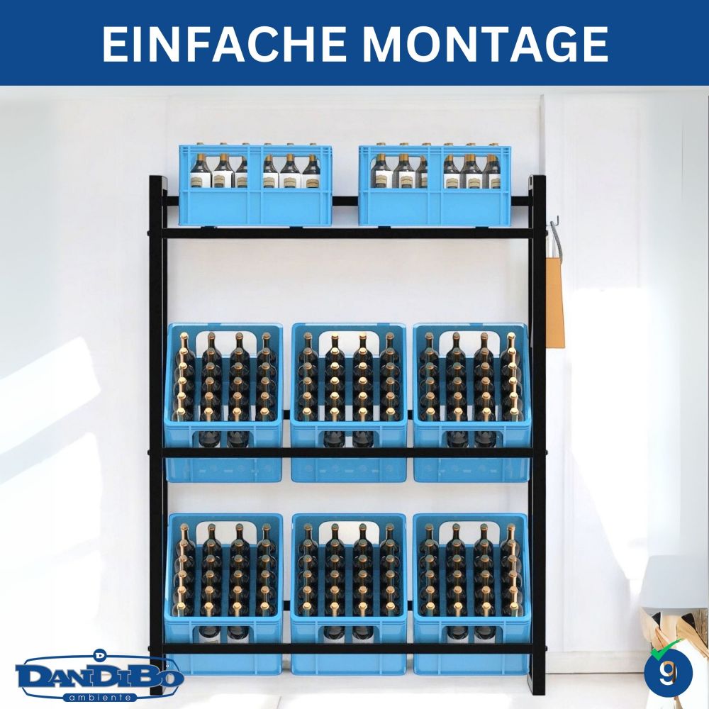 DanDiBo Bottle Crate Rack 9 Crates 96633 Beverage Rack Crate Holder Beer Crate Shelf Water Bottle Storage Shelf