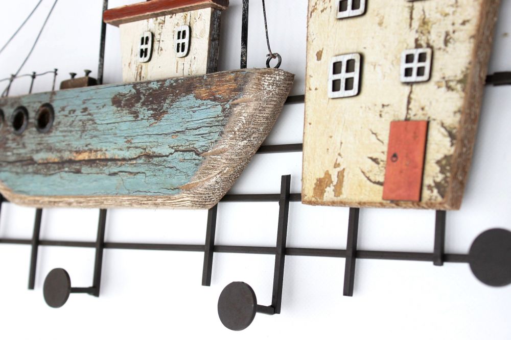 Hakenleiste Schiff MR52 Garderobenleiste Garderobe Wandgarderobe Martim Vintage Shabby Handtuchhalter Küche