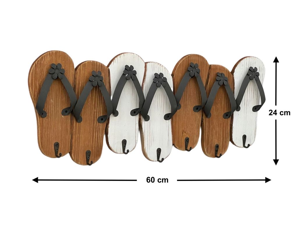 Hook rail Sandals MR91 Wardrobe rail Wood Metal White Towel rail 60 cm Wardrobe hooks Wardrobe Wall towel hooks Vintage