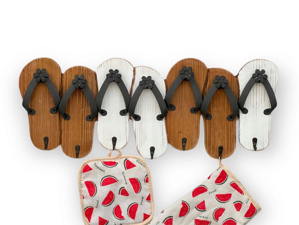 Hook rail Sandals MR91 Wardrobe rail Wood Metal White Towel rail 60 cm Wardrobe hooks Wardrobe Wall towel hooks Vintage