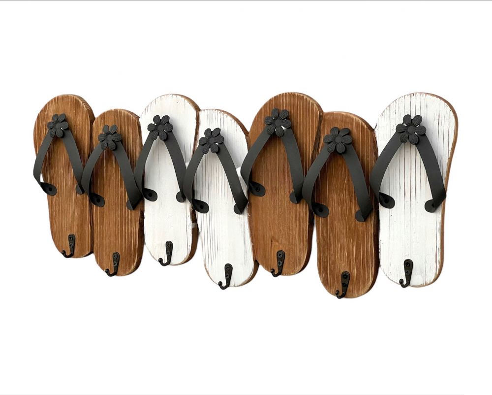 Hook rail Sandals MR91 Wardrobe rail Wood Metal White Towel rail 60 cm Wardrobe hooks Wardrobe Wall towel hooks Vintage