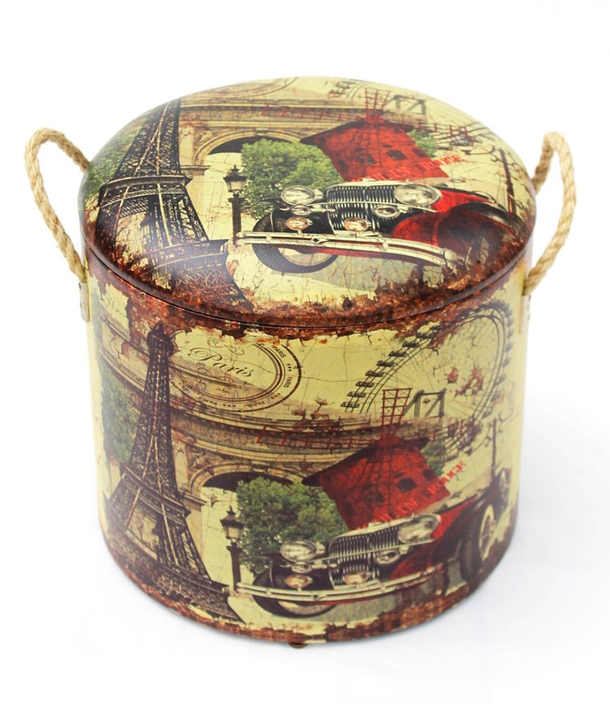 Sitzhocker Aufbewahrungsbox HK16 S Paris 27cm aus MDF mit Kunstleder überzogen Hocker Tonne